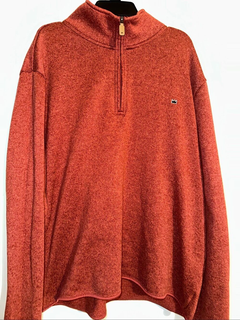 Crown & Ivy Men's Size large Red Rust Quarter 1/4 Zip Pullover Logo Embroidery m